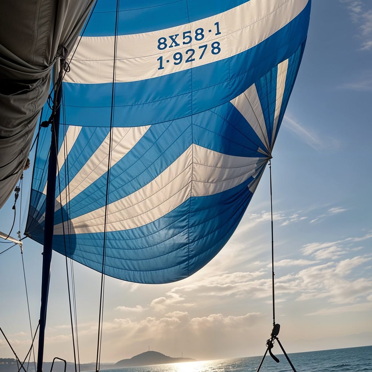 sailing in the Mediterranean: view of the spinnaker