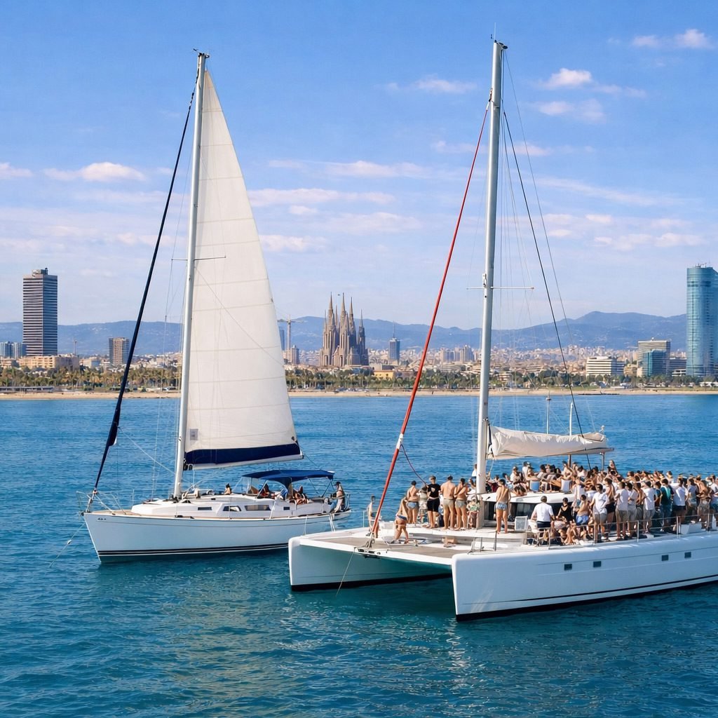 Sailboat vs Catamaran Barcelona