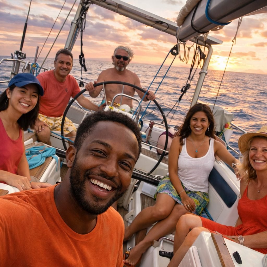 Group enjoying sailing