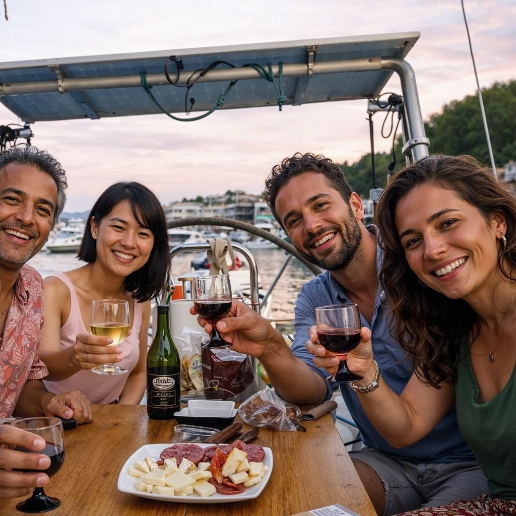 Private charter Barcelona: Sunset drinks aboard the sailboat