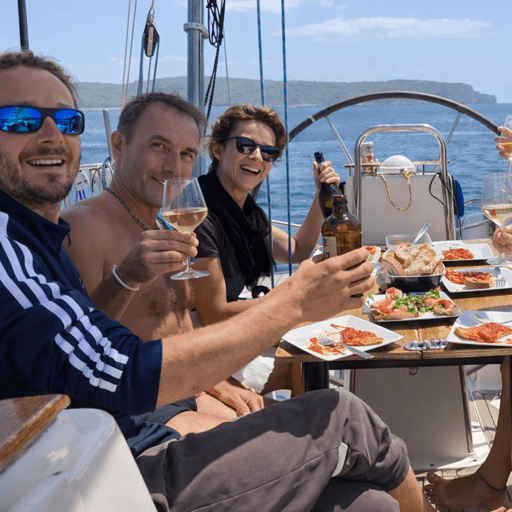 Group relaxing onboard during a private sailing experience