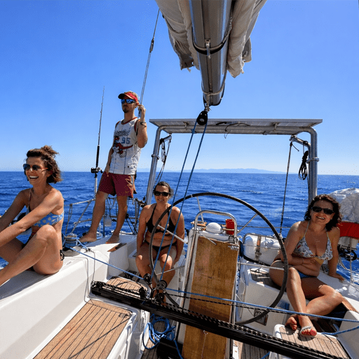 Private boat sailing along Barcelona coast during a 2 hour experience