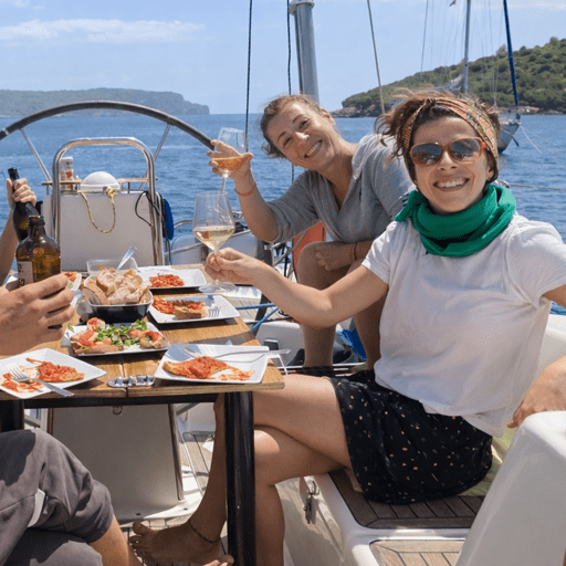 Group relaxing onboard during a private sailing experience